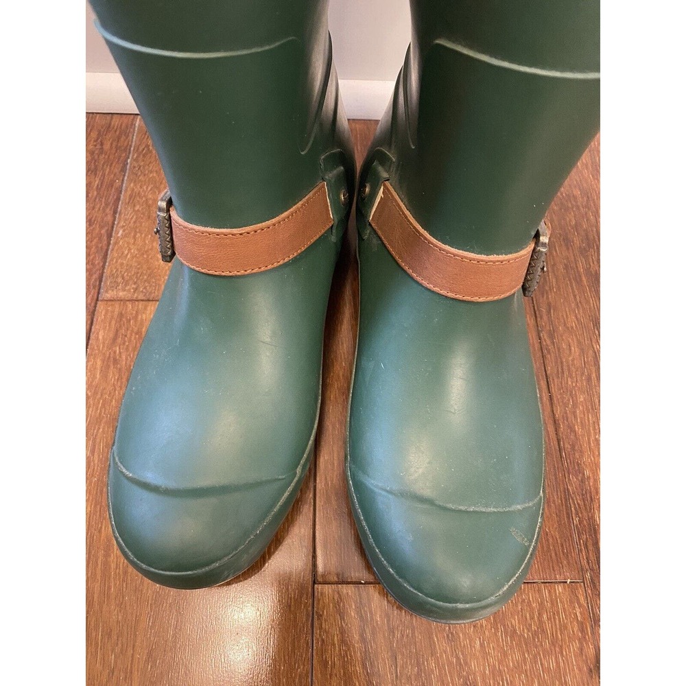 Sperry Top Sider Walker Fog Women's sz7 Rain Boots Green Retro Classic buckle - Picture 8 of 10